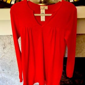 ANTHROPOLOGIE T LA Darling long knit high waisted top in waffle cotton weave SML